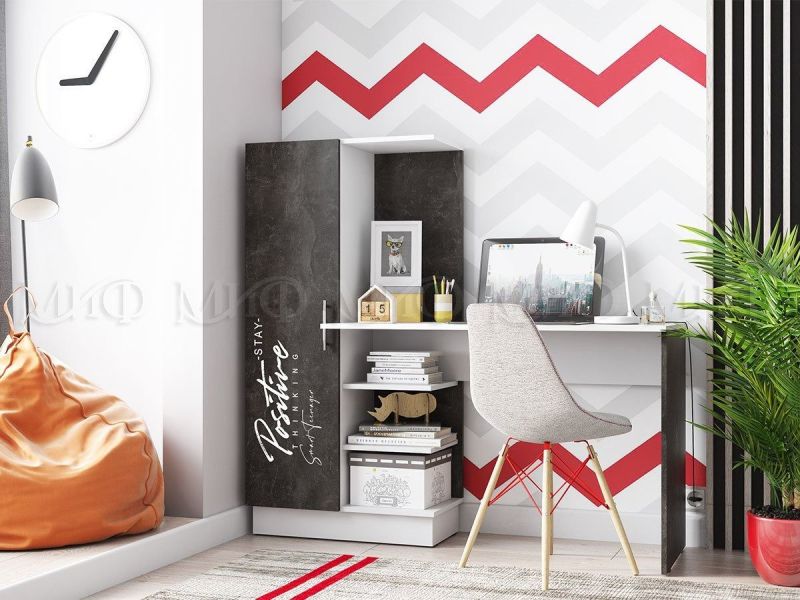 ВЕГА NEW Позитив Стол компьютерный №1 с фотопечатью (Бетон темный/белый) | увеличить фото 1 ВЕГА NEW Позитив Стол компьютерный №1 с фотопечатью (Бетон темный/белый) | фото 1