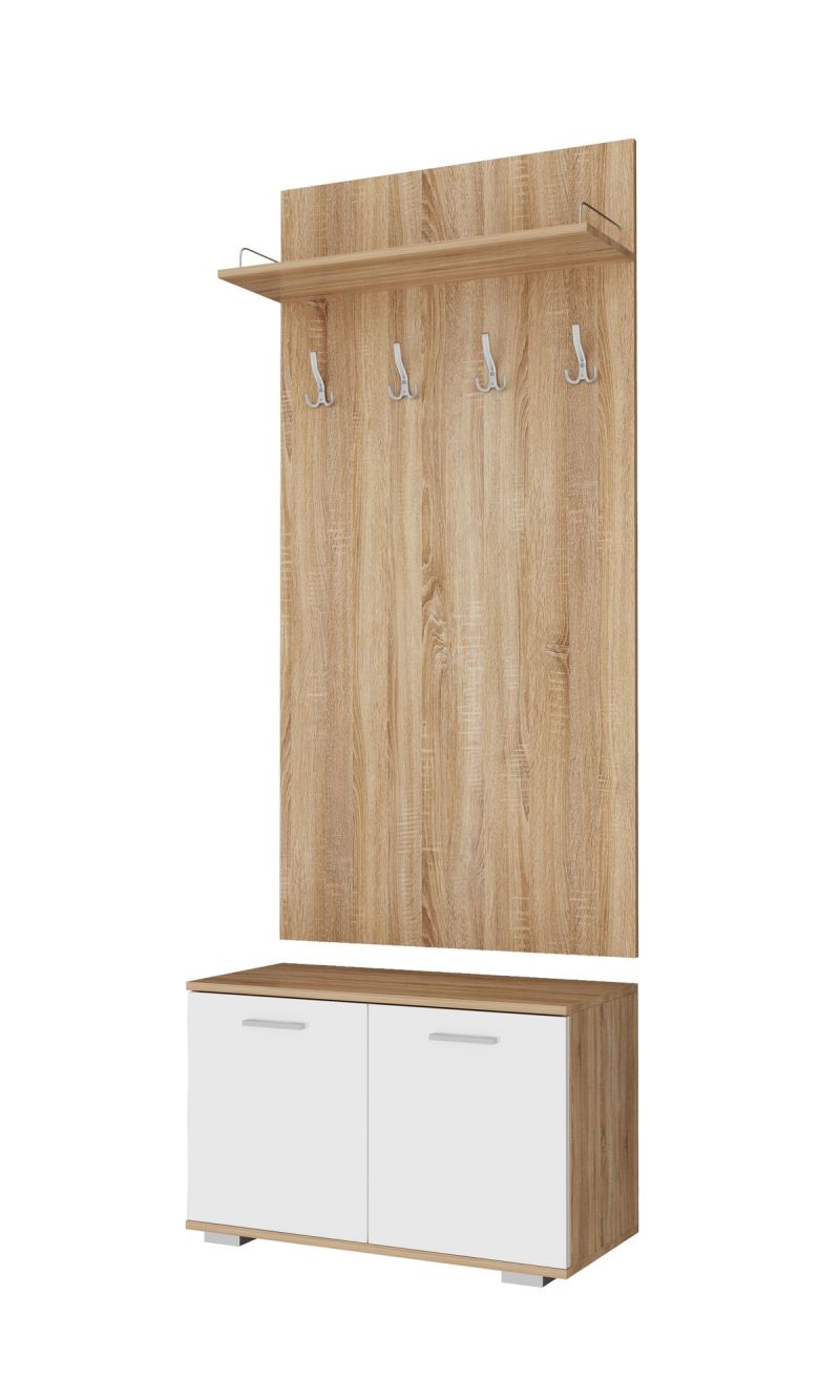 ИТАЛИЯ Прихожая Вешалка В-800/Обувница О-800 Дуб сонома/Белый глянец | увеличить фото 1 ИТАЛИЯ Прихожая Вешалка В-800/Обувница О-800 Дуб сонома/Белый глянец | фото 1